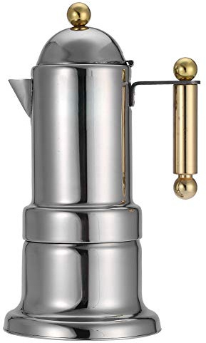 Fdit Acier Inoxydable 200ml Sur La Cuisinière Cafetière Durable Espresso Pot Argent Moka Pot Avec Soupape De Sécurité