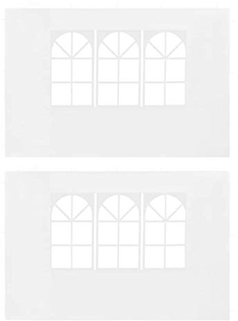 Festnight Partyzelt-Seitenwände 2 Stück mit Fenster PE Zeltzubehör Pavillon-Zubehör Weiß/Grün