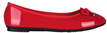 KRISP Bow Toe Patent Ballerina Pumps, Red, UK 5, 3701-RED-5