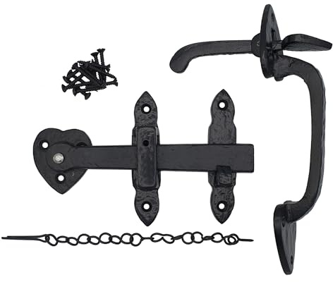 keypak Suffolk Riegel (Daumenhebel) mit Sicherungsstift, doppelseitiger Torzugang, Antikschwarz, 11,5 x 20 x 4,5 cm