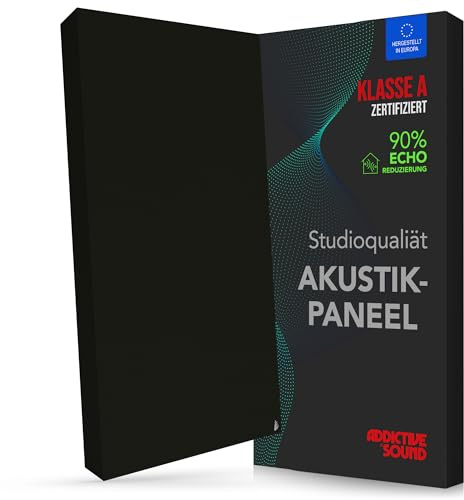 Addictive Sound Schallabsorber Premium 100x50x11 cm, Klasse A, Schwarz | Studioqualität-Akustikpaneel mit Akustikwolle, nicht brennbarer Kern A1, EU-produziert, Montageset für Wand und Decke