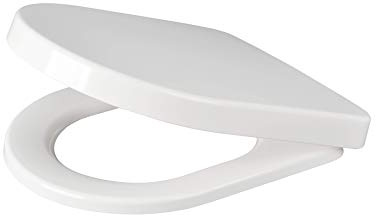 Euroshowers Sitz D-Form • Duroplast• Antibakteriell (ISO 22196)• Mit Absenkautomatik • Passend für z.B. Icon und ähnliche Formen, 83321, Weiß