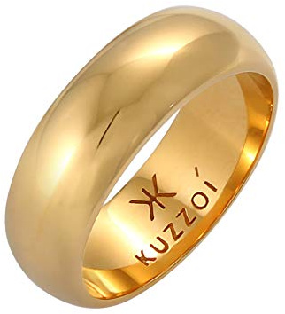 Kuzzoi Herrenring 9 mm Bandring Männer 925 Silber vergoldet Basic
