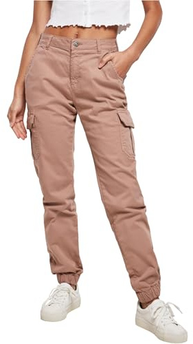 Urban Classics High Waist Cargo Pants, Pantaloni Donna, Dusk Rose, 32