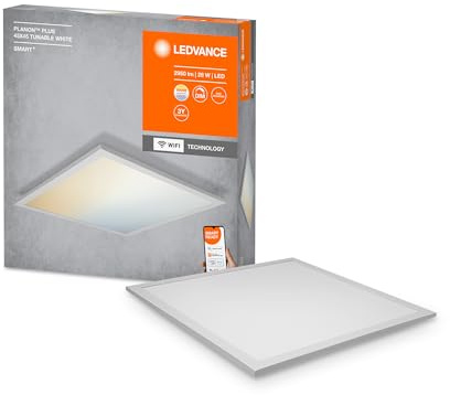 LEDVANCE Smarte LED Panel Leuchte mit WiFi Technologie für Innen, Lichtfarbe änderbar (3000-6500K), 450mm x 450mm, Kompatibel mit Google und Alexa Voice Control, SMART+ PLANON PLUS Tunable White