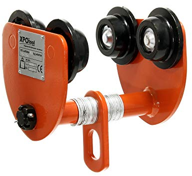 XPOtool HD Laufkatze bis 500 kg, 75-125 mm Flanschbreite, Handfahrwerk für Kran, Rollfahrwerk stufenlos justierbar