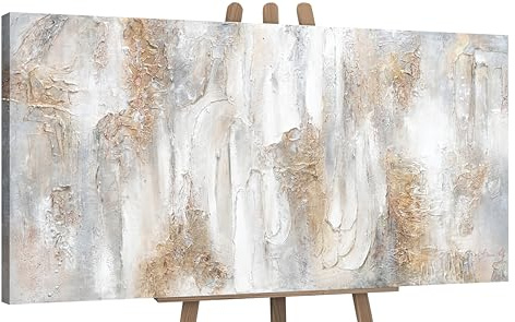 YS-Art Abstrakt Design Acryl Gemälde auf Leinwand Philosophie handgemalt Wandbilder Wohnzimmer modern Wohndekor Bilder Büro Gold Grau echtes Kunstwerk 120x60 cm
