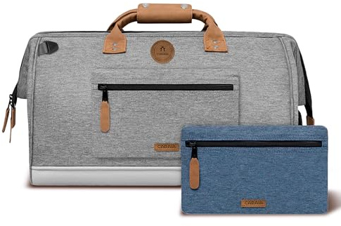 CABAIA - Sac de Voyage Duffle Adventurer New York 40L - Compatible Bagage Cabine 45x30x29 - Déperlant & Certifié Vegan - 2 Poches - Compartiment à Chaussures - Sac Week-End, Sac de Sport - Gris