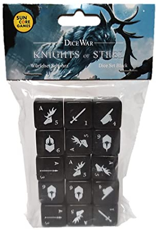 Suncoregames 211101, DiceWar – Knights of Steel, Würfelset Schwarz (Deutsch/Englisch)