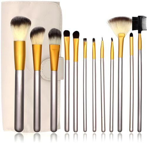 Retoo Pinselset Makeup, 12 Stück Professionelle Pinsel Set, Premium Makeup Pinsel Set mit Pinselkasten für Lidschatten, Augenbrauen, Foundation, Gesichtspinsel, Puderpinsel, Schminkpinsel Set