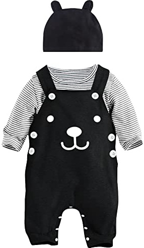 SFreeBo Completo Neonato Maschio Salopette Primavera Stelle Set 3 Pezzi 3-6 Mesi