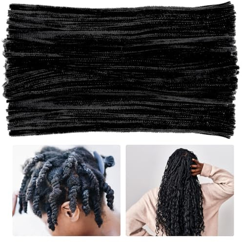 180 Pcs Pipe Cleaners Chenille Stem, Black Pipe Cleaners, 11.8inch Pipe Cleaner for Hair Locs, Long Craft Pipe Cleaner Chenille Stems for DIY Art Crafts Decorations Supplies