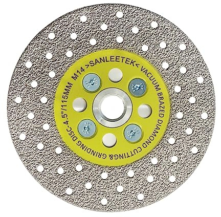 Diamond Cutting Grinding Disc 115mm Double-sided Vacuum Brazed Saw Blade for Marble Granite Concrete Porcelain Tile M14 Thread SANLEETEK