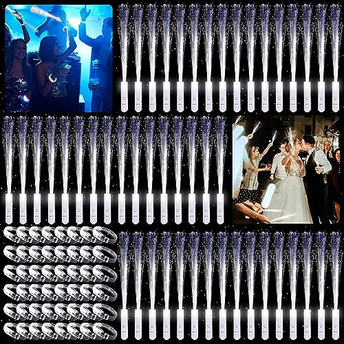 Dazztime LED Leuchtwedel Set, 48 Stück Hochzeit, LED Glowstick Armband, Kinder- und Hochzeitstabe, Glasfaserlampe für Partys