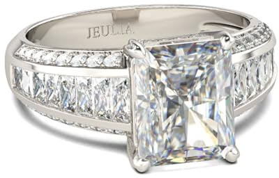 Jeulia Damen-Eheringe, Verlobungsring, funkelnder Schnitt, Sterlingsilber, weißer Zirkonia, Diamant, Brautantrag, Verlobungsring, Jahrestag, Unendlichkeitsschmuck, mit Geschenkbox