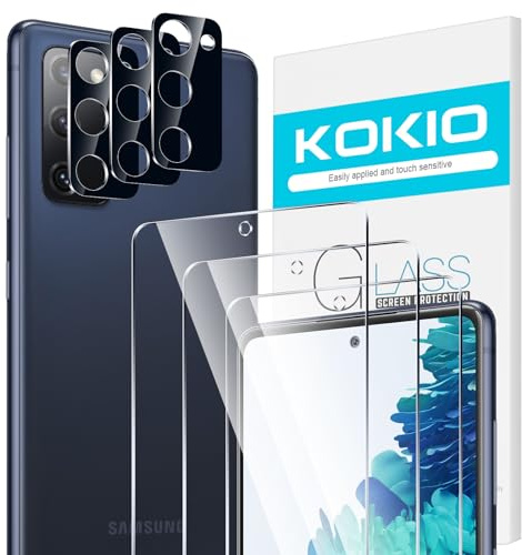 Kokio 3 Stück Schutzfolie für Samsung Galaxy S20 FE/S20 FE 5G/S20 Lite 6.5 Schutzglas + 3 Stück Kamera Schutzfolie,Displayschutzfolie mit 9H Härte,0.33mm Ultra HD,Anti-Kratz,Blasenfrei