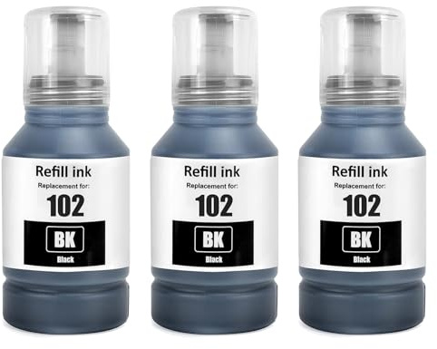 SHUOLEI 102 Tinte Kompatibel mit epson 102 E102 mit Ecotank Tintenpatronen Nachfülltinte schwarz E2700 ET-2750 ET-2850 ET-4850 ET-3850 ET-2856 ET-4856 ET-4850 ET-2756 ET-4750 ET-2851 ET-15000(3 Pack)
