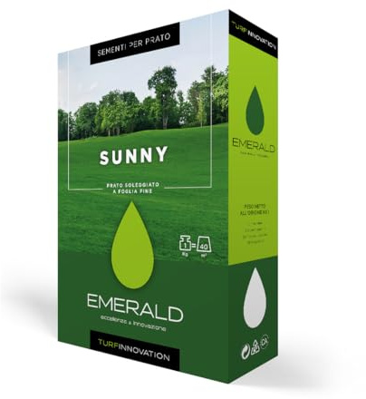 Emerald SUNNY TurfInnovation, Sementi per Prato Soleggiato a Foglia Fine,ideale per giardini, parchi e aree verdi, 1Kg (40mq) (1)