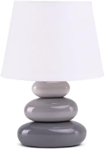 konsimo SALU 1 Stück Tischlampe - Schreibtischlampe für Wohnzimmer, Schlafzimmer und Flur - Tischleuchten Leselampe - Desk Lamp - Lampen Bürolampe - Grau/Weiß - Table Lamp