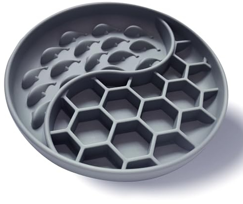 Slow Feeder Dog Bowl,Slow Eating Dog Bowl for Medium Large Dogs & Cats Anti-Choking Puzzle Pet Food Bowls Non-Slip Interactive Bloat Stop Dog Food Bowl(Grey)