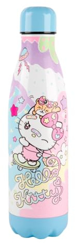 Konix Hello Kitty Bouteille isotherme - Acier inoxydable - 500 ml - Motif skateboard - Bleu