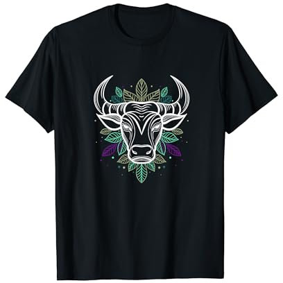 Oktoberfest Stier Kostüm für Buan mit Laub Fineline Tattoo T-Shirt