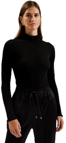 Ted Baker Women's Wmk-janittt-Rib Funnel Neck Frill Jumper Sweatshirt