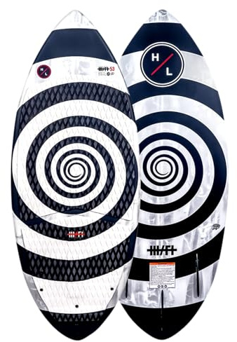 Hyperlite Hi-Fi 56 Wakesurf Board - Skim Style Wakesurfer - DuraShell Construction w/ EPS Core - Diamond Machine EVA Traction - P-Wing