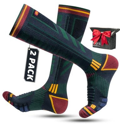 Rahhint Lana Merino Termicos Calcetines de Esquí de Compresión de Para Hombre, Tallas 43-46 (2 Pares)