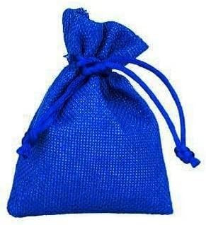 Lot de 30 sachets en tissu jute, 8 x 10 cm, bonbonnière porte-dragées + ruban auto-tirant diplôme mariage communion naissance baptême confirmation promise (bleu)