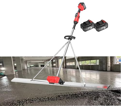 WHYYDSS Grattoir à béton électrique avec 2 Batteries Rechargeables, Outil de Finition de béton électrique avec fréquence de Vibration réglable à 9 Vitesses, Outil Vibrant pour Chape en béton,180cm