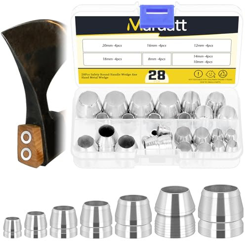 Mardatt 28 cunei di sicurezza con manico rotondo per martello, ascia, cuneo in metallo, cunei rotondi in acciaio per ascia da carpentiere, martelli, slitte con manico Mauls