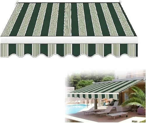 Toile de rechange rétractable pour auvent de terrasse et pergola - Multifonctionnel - Résistant à l'eau - 3,6 x 2,5 m - Vert