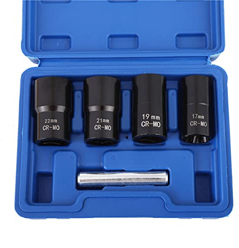 Set di estrattori per bulloni e dadi quadrati da 1/2 con asta, 17 mm, 19 mm, 21 mm, 22 mm, attacco a spirale per rimozione dei dadi della ruota