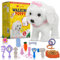 Elrois Walking Dog Toys for Kids, Interactive Dog Toy for Girls and Boys, Walking Puppy that Barks & Wags Tail On a Lead, White Color, Plush Puppy with Remote Leash for Toddler, Robot Toy Unisex Gift