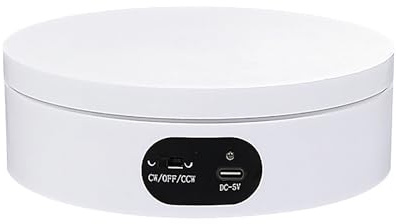 TopHomer Drehbarer Präsentationsständer, 360° elektrisch drehbare Plattform, 5 kg Traglast, drehbarer Drehteller, 12 cm, geräuschlos, drehbar, für Schmuck, Uhren, Modell (weiß)