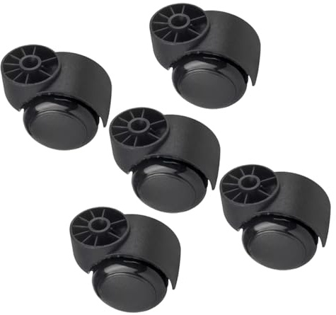 X1NGFU 5 Stück Universal Bürostuhl Rollen ohne Stifte,Hartbodenrollen,Ersatz Drehstuhlrollen 50mm Möbelrollen,Kratzerfrei und Leise,für Hartholz Fußböden,Teppich,Laminat (Black)