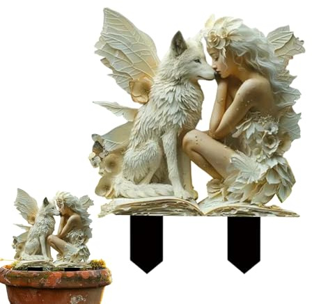Gartenfiguren elfens Und Feen, Blumentopf Fee Garten, 30cm Fairy Garden Miniatures, 2D Figuren Blumentopf Pfähle Aus Acryl, Garten Outdoor Ornamente deko Statue Zubehör, Für Blumentopf Dekoration