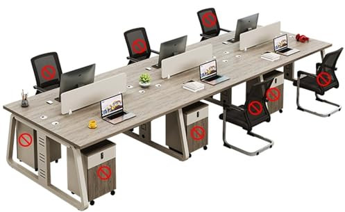 JIAOCKJIAO Grauer Besprechungstisch, Schulungstische, Konferenztisch mit Holztischplatte, Großer Computerschreibtisch, Moderner Computertisch für Sitzungssaal für 2–8 Personen(360x120cm)