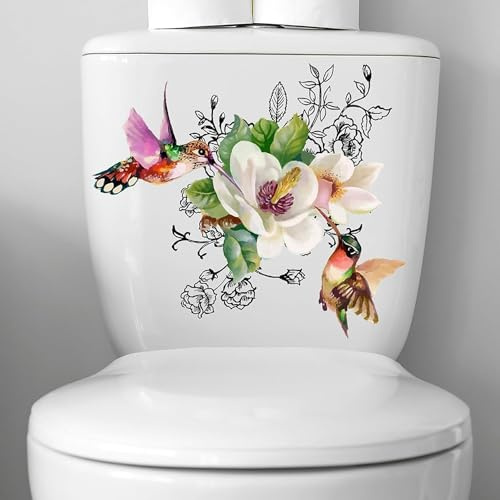 WC-Sitz-Aufkleber, Motiv: Vögel, Blumen, Schmetterlinge, Vögel, Schmetterling, abnehmbar, wasserdicht, WC-Sitzdeckel-Aufkleber, selbstklebend, Badezimmer-Wandaufkleber für Spülkasten, Dekoration, 30 x