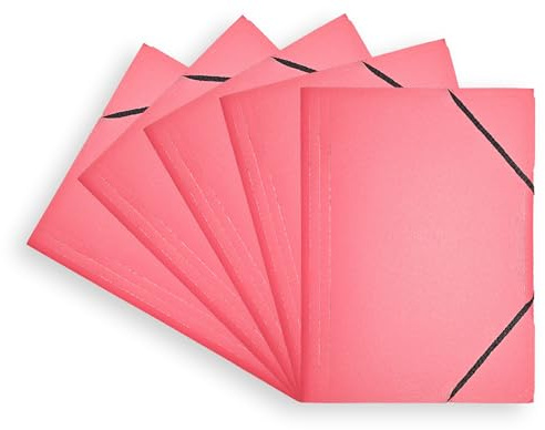 Conipa® 5 x Gummizugmappe Rot DIN A4 aus PP-Kunststoff (Plastik) - Mappe & Hefter mit Gummizug Schule & Büro (langlebig) - Eckspanner-Mappen & Hausaufgaben-Mappen Kinder (PVC-frei) mit Innenklappen