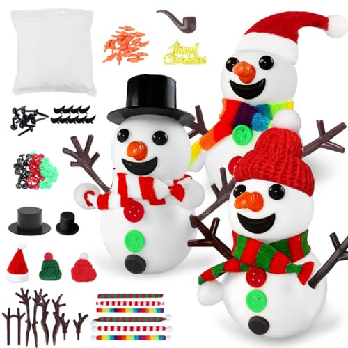 GTJEOI DIY Schneemann Bastelset, 9 Stück Weihnachts Bastelset für Kinder, Weihnachten Schneemann Modelliermasse, Kreative Weihnachtsdekoration, DIY Kugelknete Schneemanns