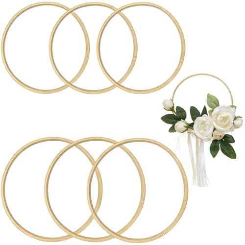 Holzringe Zum Basteln, Traumfänger Basteln, 6 Stück Bambusringe Für Traumfänger Bastelset, DIY Holzringe Für Hochzeitsdekoration Und Heimwerkerprojekte, 20 Cm Und 15 Cm Durchmesser
