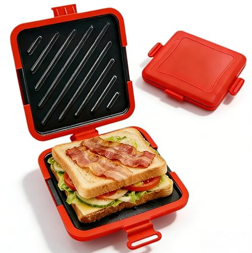 Microwave Toastie Maker, Silicone Sandwich Maker | with Removable Non-Stick Grill Plates, Extra Crispy Toasties & Panini Maker, for Travel Friendly/Office/Home