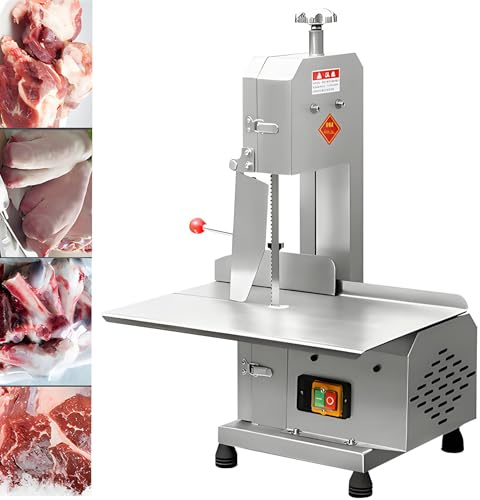 SHENGSHIYU Sierra Huesos Electrica,Sierra Eléctrica para Cortar Huesos y Carne 750W,Longitud de Hoja 1260mm,Altura de Corte 0-210mm,Ancho de Corte 0-130mm,para Cortar Carne Congelada & Huesos Duros