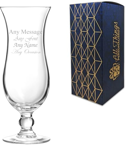 Personalised Engraved Slim Hurricane Squall Cocktail Glass, Customise with Any Name or Message, Laser Engraved, Gift Box Included, Bespoke Keepsake for Any Occasion