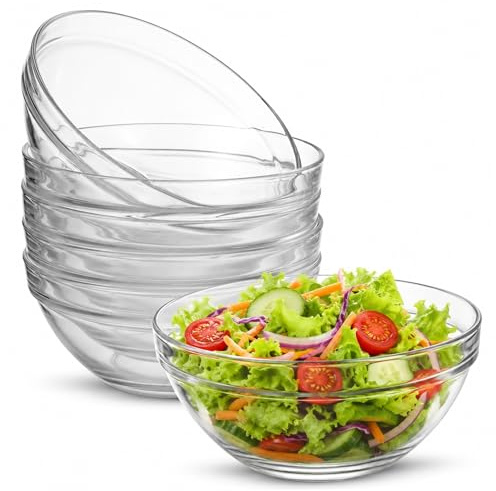 Uanqfegy Insalatiere in plastica - Ciotole riutilizzabili trasparenti impilabili da 6 pezzi, per uso alimentare da 6, 7 ​​pollici per la cucina quotidiana delle feste