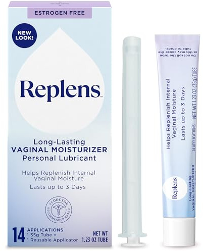 Replens Long Lasting Vaginal Moisturizer for Vaginal Dryness with Reusable Applicator, Doctor Recommended & Estrogen-Free, 14 Applications