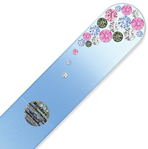Mont Bleu Handgefertigte Groß-Glasnagelfeile von Hand dekoriert mit crystals from Swarovski - Tschechische Kristallnagelfeile, Echtem gehärteten Glas aus Tschechien
