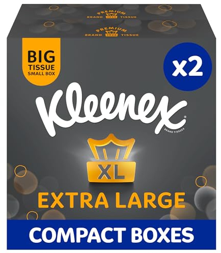 Kleenex Extra Large Facial Tissue in Compact Box - Pack of 2-100% Recyclable Packaging (88 Tissues Total)